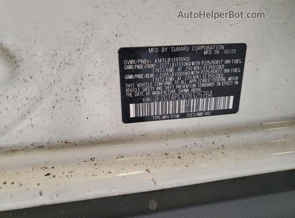 JF2GTAPCXP8325764 2023 SUBARU CROSSTREK White Vista de la etiqueta del VIN