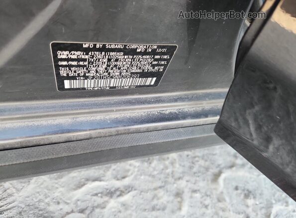 JF2GTHSC9NH206293 2022 SUBARU CROSSTREK Gray Vista de la etiqueta del VIN