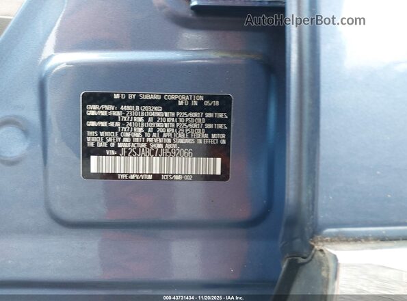 JF2SJABC7JH592066 2018 SUBARU FORESTER 2.5 Blue 