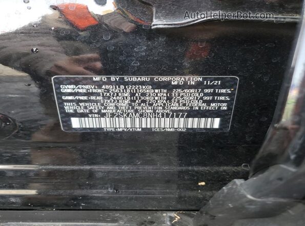 JF2SKAMC8NH417177 2022 SUBARU FORESTER Black Vista de la etiqueta del VIN