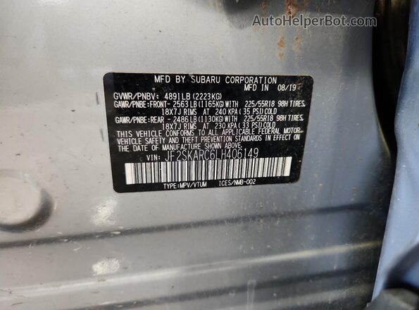 JF2SKARC6LH406149 2020 SUBARU FORESTER Silver Widok komory silnika
