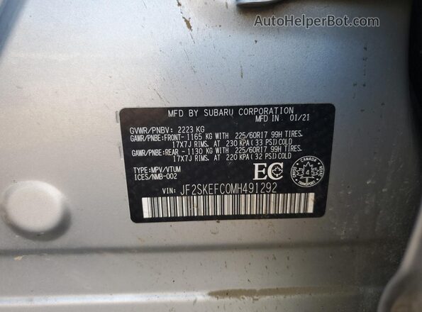 JF2SKEFC0MH491292 2021 SUBARU FORESTER Серебряный 