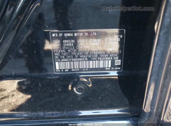 JH4KC1F58HC000376 2017 ACURA RLX Black Engine compartment view