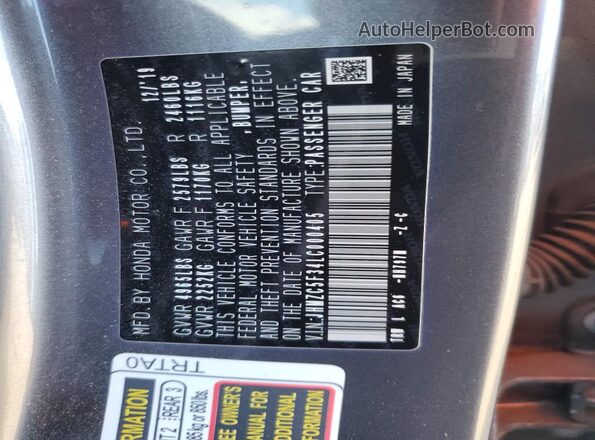 JHMZC5F34LC000405 2020 HONDA CLARITY Charcoal Widok komory silnika