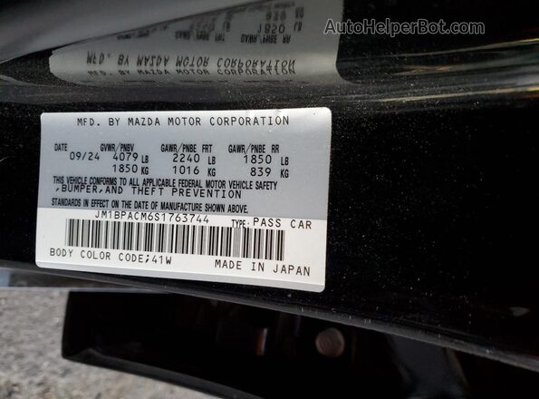JM1BPACM6S1763744 2025 MAZDA 3 Black VIN კოდის სტიკერის ხედი