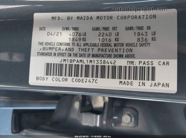 JM1BPAML1M1338442 2021 MAZDA 3 Silver Engine compartment view