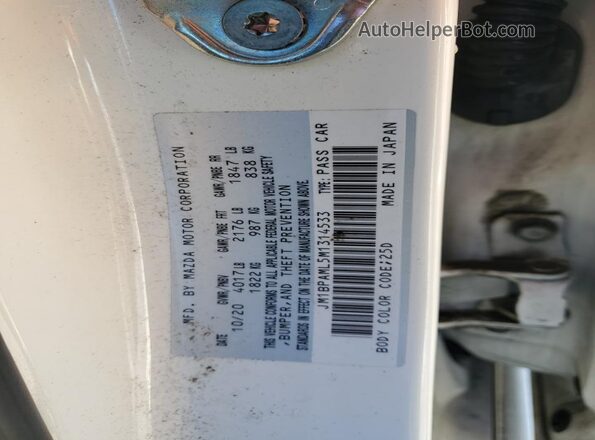 JM1BPAML5M1314533 2021 MAZDA 3 White ძრავის განყოფილების ხედი