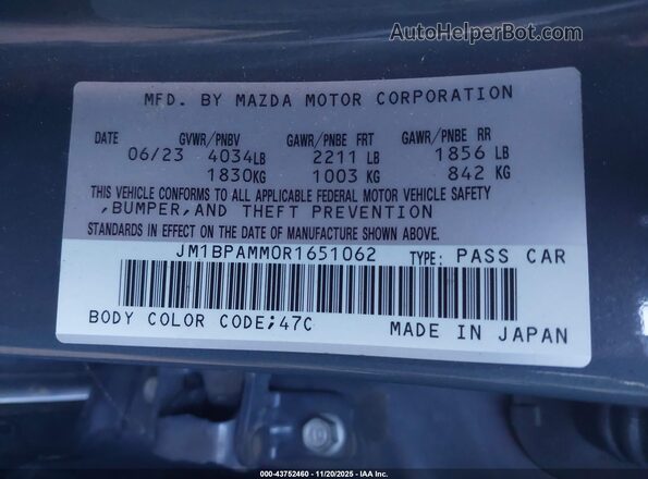 JM1BPAMM0R1651062 2024 MAZDA 3 Gray Շարժիչի բաժամունքի տեսք