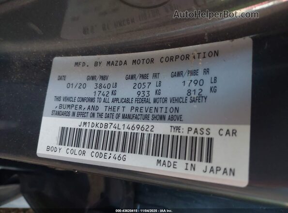 JM1DKDB74L1469622 2020 MAZDA CX-3 Black ძრავის განყოფილების ხედი