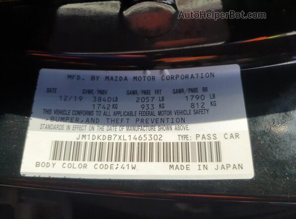 JM1DKDB7XL1465302 2020 MAZDA CX-3 Black VIN კოდის სტიკერის ხედი