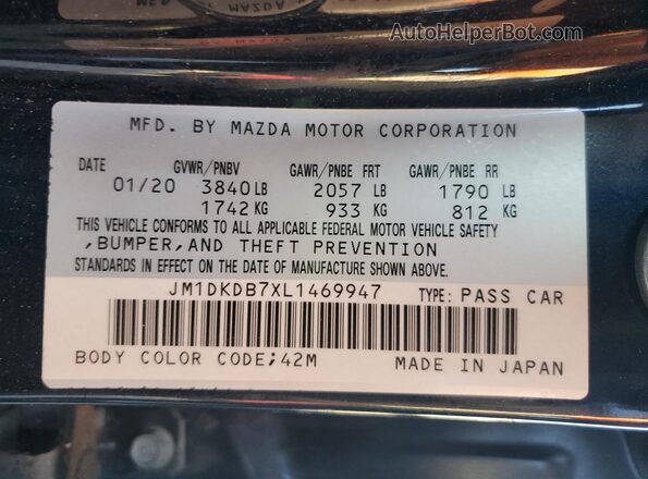 JM1DKDB7XL1469947 2020 MAZDA CX-3 Blue Widok naklejki z numerem VIN