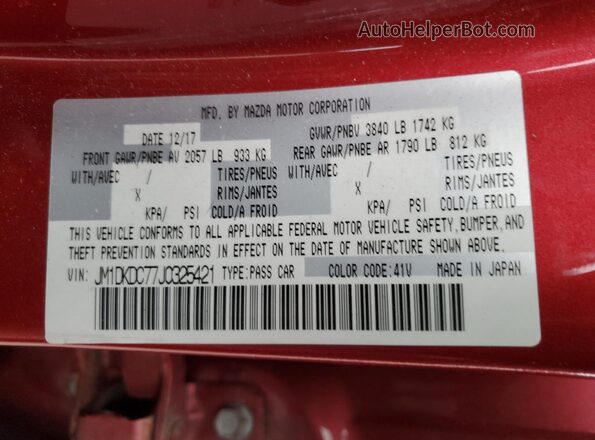 JM1DKDC77J0325421 2018 MAZDA CX-3 Red 
