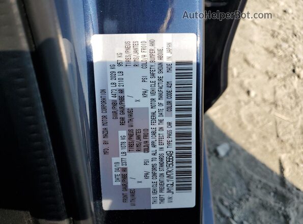 JM1GL1VM7K1505649 2019 MAZDA 6 Blue Вид наклейки з VIN-кодом