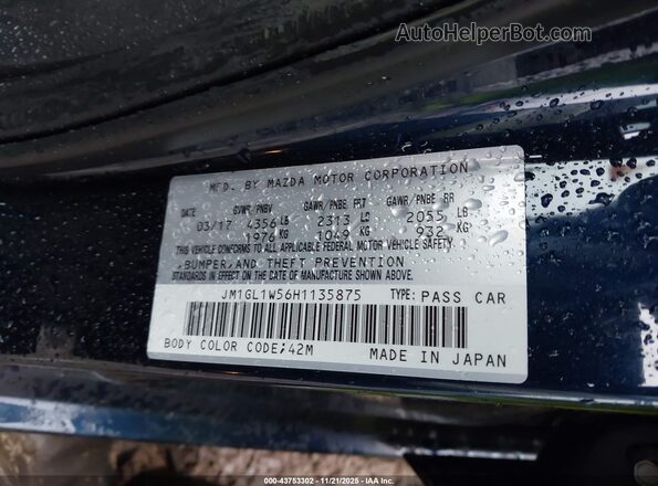 JM1GL1W56H1135875 2017 MAZDA 6 Dark Blue Շարժիչի բաժամունքի տեսք