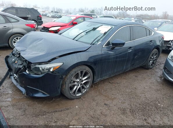 JM1GL1W56H1135875 2017 MAZDA 6 Dark Blue Առջևի ձախ երեք քառորդ տեսարան