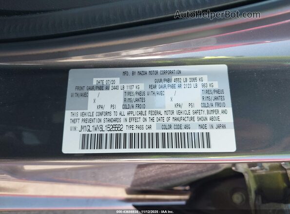 JM1GL1WY8L1526562 2020 MAZDA 6 Серый Вид подкапотного пространства