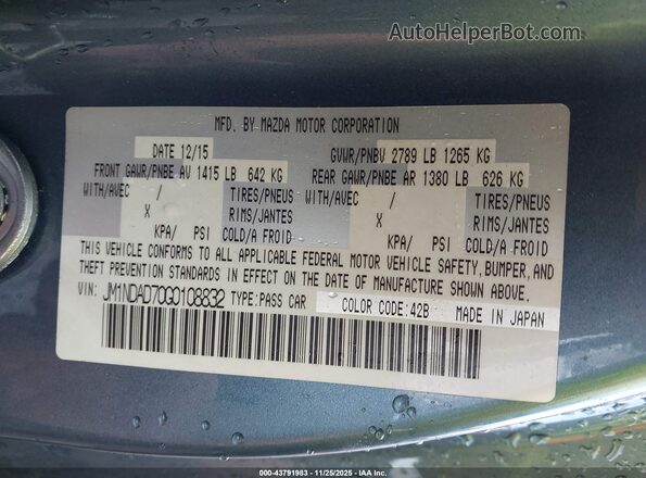 JM1NDAD70G0108832 2016 MAZDA MX-5 MIATA Blue Вид підкапотного простору