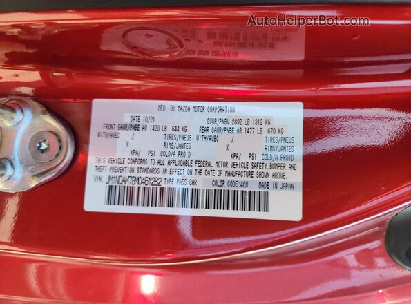 JM1NDAM78M0461282 2021 MAZDA MX-5 Красный Вид подкапотного пространства