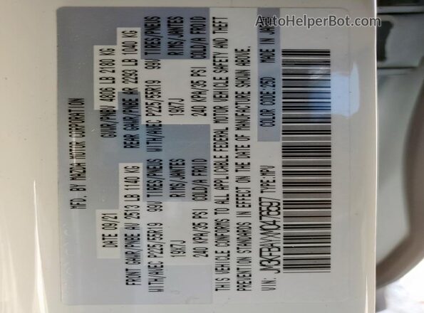 JM3KFBAYXM0476597 2021 MAZDA CX-5 White Widok naklejki z numerem VIN