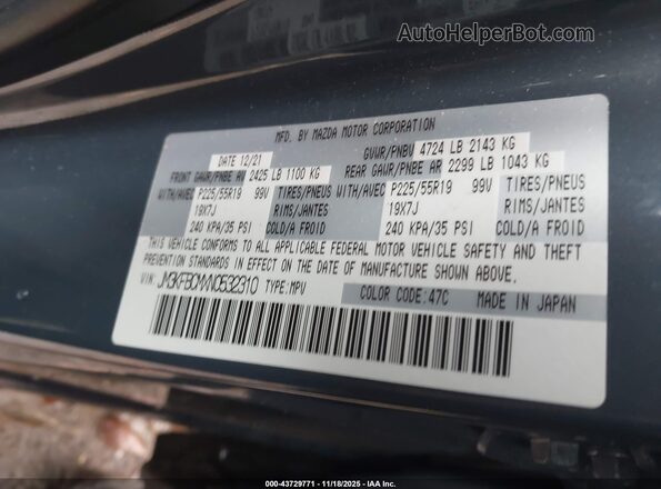 JM3KFBCMXN0532310 2022 MAZDA CX-5 Blue Engine compartment view