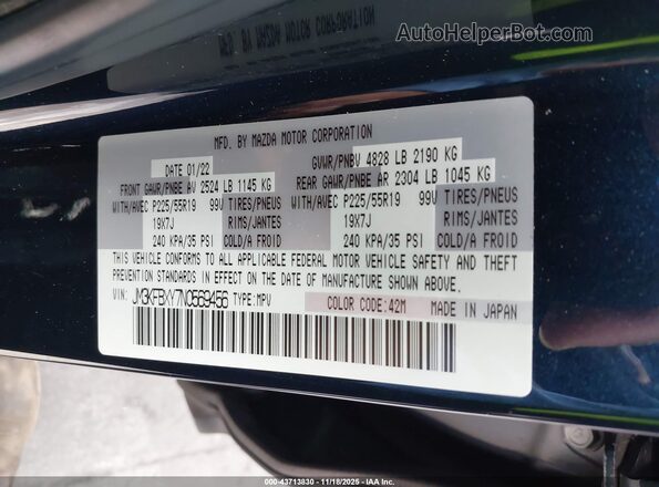 JM3KFBXY7N0569456 2022 MAZDA CX-5 Navy Widok komory silnika