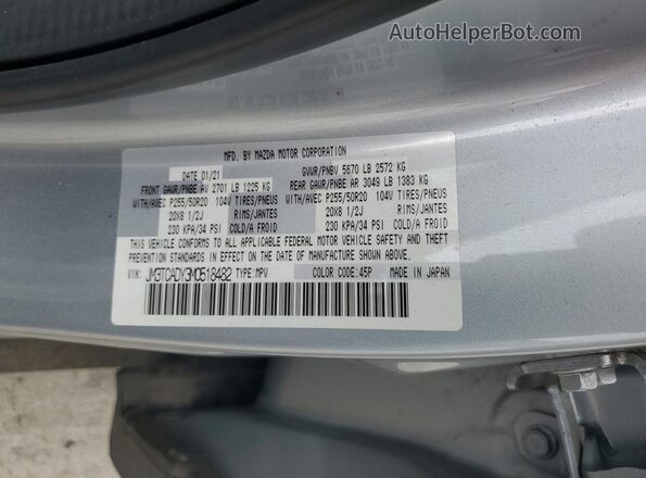 JM3TCADY3M0518482 2021 MAZDA CX-9 Silver Вид наклейки з VIN-кодом