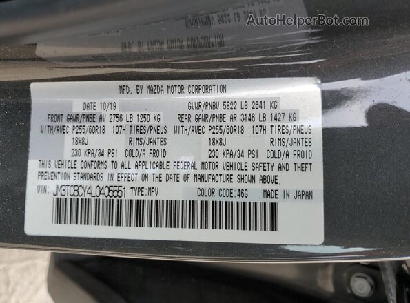 JM3TCBCY4L0405551 2020 MAZDA CX-9 Gray 360 interior view