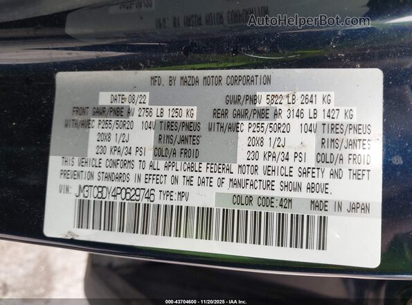 JM3TCBDY4P0629746 2023 MAZDA CX-9 Dark Blue Engine compartment view
