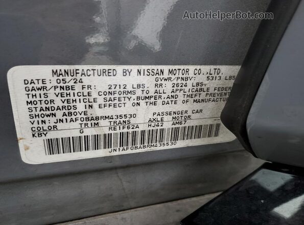 JN1AF0BA8RM435530 2024 NISSAN ARIYA Gray VIN sticker view
