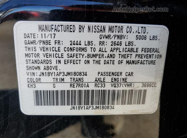 JN1BY1AP3JM180834 2018 INFINITI Q70 Black Vista del compartimento del motor