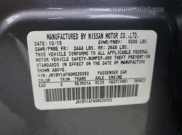 JN1BY1AP9GM220052 2016 INFINITI Q70 Gray 