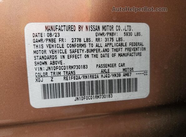 JN1DF0CD1RM730183 2024 NISSAN ARIYA Gold Vista de la etiqueta del VIN