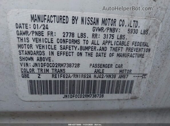 JN1DF0CD2RM738728 2024 NISSAN ARYIA Белый 