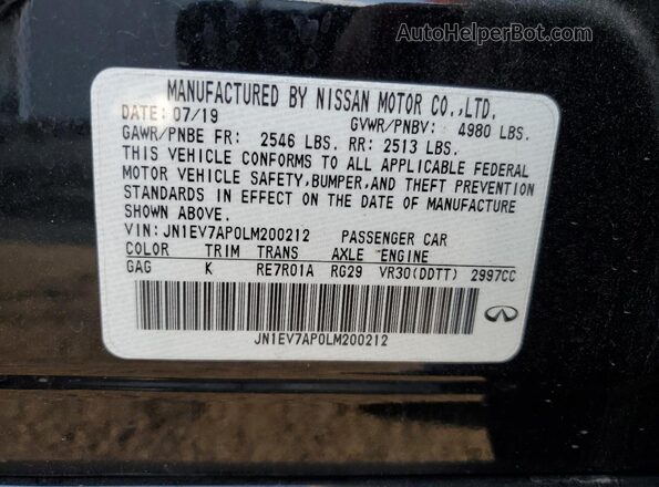 JN1EV7AP0LM200212 2020 INFINITI Q50 Black Вид підкапотного простору