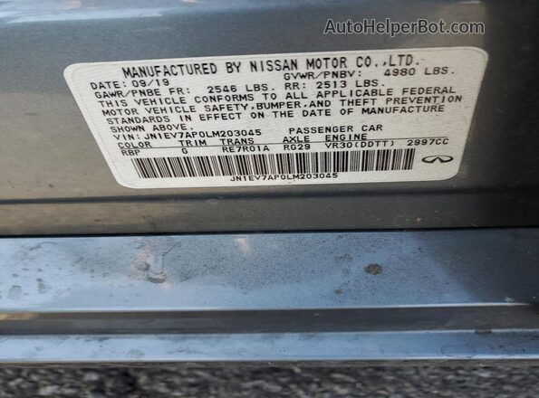 JN1EV7AP0LM203045 2020 INFINITI Q50 Серебряный Вид подкапотного пространства