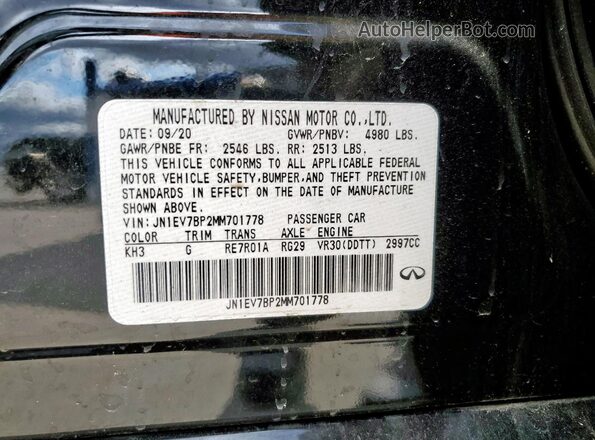 JN1EV7BP2MM701778 2021 INFINITI Q50 Black Vista del compartimento del motor