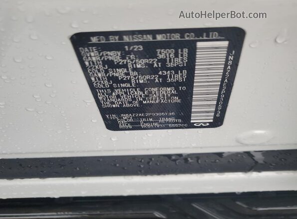 JN8AZ2AE2P9305736 2023 INFINITI QX80 White Панорамний вид салону 360°