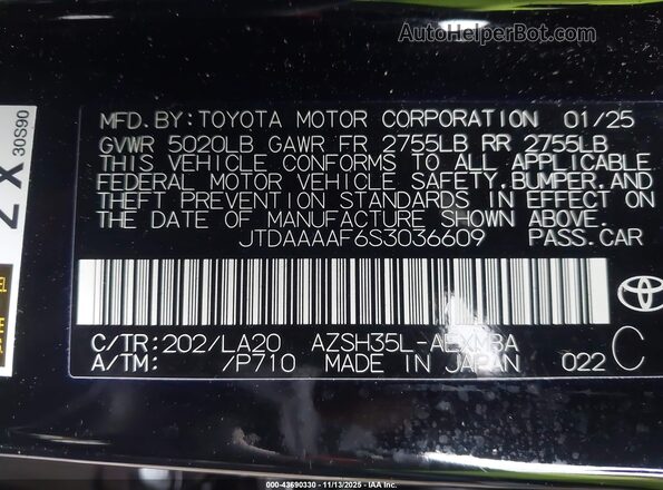 JTDAAAAF6S3036609 2025 TOYOTA LIMITED Black 