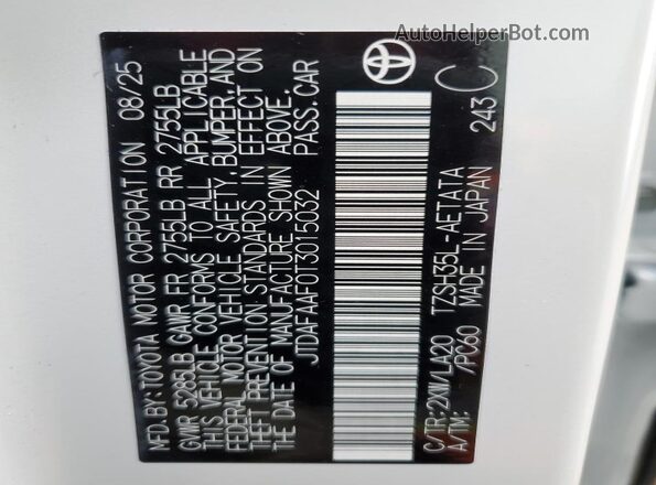 JTDAFAAF0T3015032 2026 TOYOTA CROWN White Widok komory silnika
