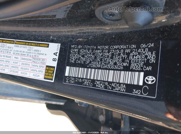 JTDBCMFE6R3063626 2024 TOYOTA LL Black Widok komory silnika