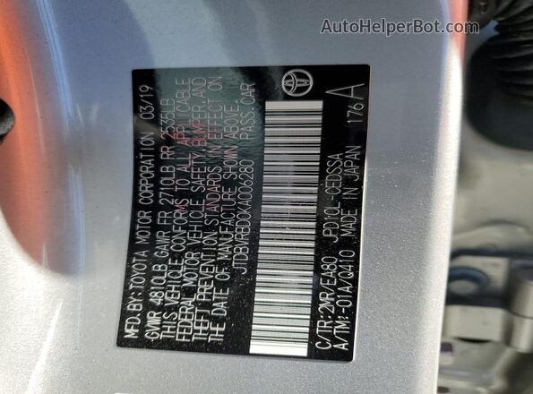 JTDBVRBD0KA006280 2019 TOYOTA MIRAI Silver Widok komory silnika
