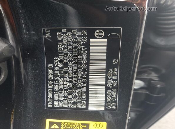 JTDBVRBDXHA002777 2017 TOYOTA MIRAI Black Vista del compartimento del motor