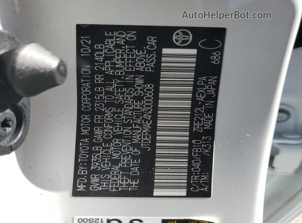 JTDEPMAE4N3000608 2022 TOYOTA LL White Widok komory silnika