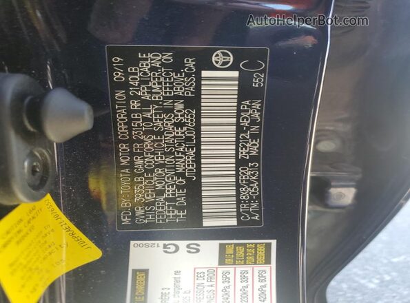 JTDEPRAE1LJ076552 2020 TOYOTA LL Blue Vista del compartimento del motor