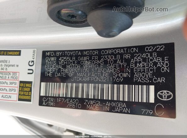 JTDKAMFP0N3211769 2022 TOYOTA LIMITED Silver Engine compartment view