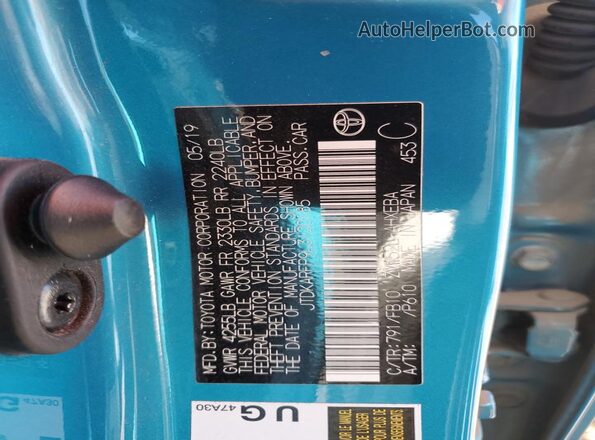 JTDKARFP9L3120185 2020 TOYOTA LE Turquoise Вид підкапотного простору