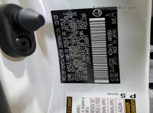 JTHB9JBH8P2068891 2023 LEXUS UX White 360 interior view