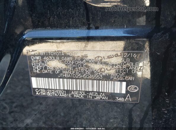JTHBA1D25H5045553 2017 LEXUS IS 200T Black Շարժիչի բաժամունքի տեսք