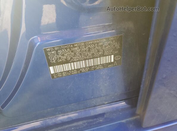JTHBA1D27H5061592 2017 LEXUS IS Blue Вид підкапотного простору