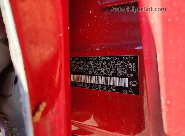 JTHBA1D27K5086368 2019 LEXUS IS Red ძრავის განყოფილების ხედი